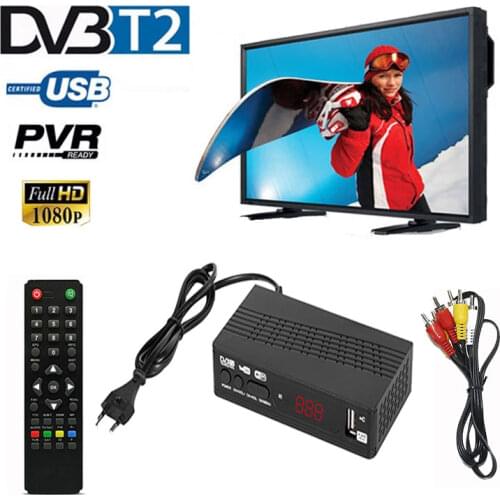 HD 1080P DVB-T2 Tuner Receiver Satellite Decoder TV Box TV Tuner DVB T2 USB2.0 Built-in Russian Manual For Monitor Adapter