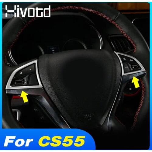 Hivotd Steering Wheel Trim Car Styling Interior Decoration Accessories Button Garnish Frame For Changan CS55 2017 2018 2019 2020