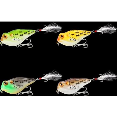 Artificial 3D Eyes ABS Plastic Soft Bait Floating Water Frog Bionic Bait Swimming 4pcs/set 6cm/8g Depth 0.3m--1.2m 6#With Sharp