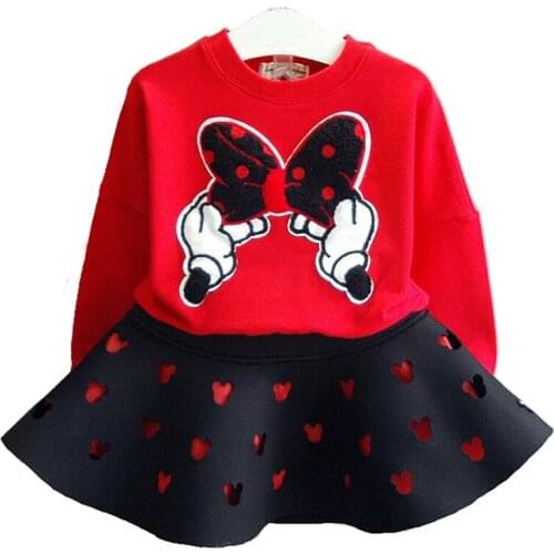 Girls Clothes Set Girls Long Sleeve Knit Bow Sweater + Cutout Skirt 2pcs Baby Girl Princess Costume Children Clothing Set