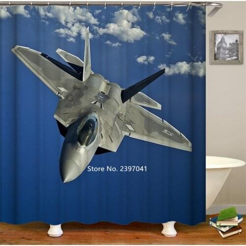 Handsome Airplanes Retro Cars Train Motorcycles High Quality Children Adult Shower Curtain Waterproof and Mildew Proof Belt Hook