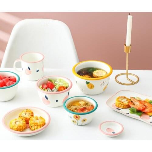 Creative Household Ceramic Dish Fruit Dessert Cake Plate Japanese Tableware Set
