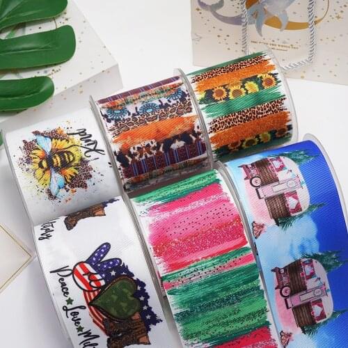 10 Yards 3" 75MM Peace Love Printed Ribbon For Hair Bows DIY Crafts Handmade Accessories 51474