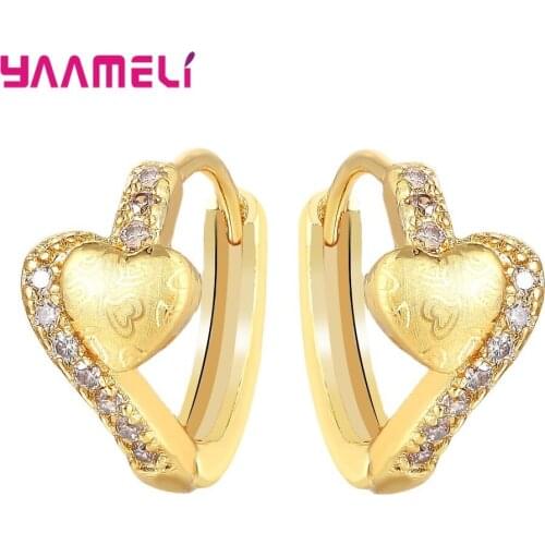 Hot Selling Round Circle Hoop Earrings Plated Gold Korean Zircon Heart Earring Jewelry Accessories For Women