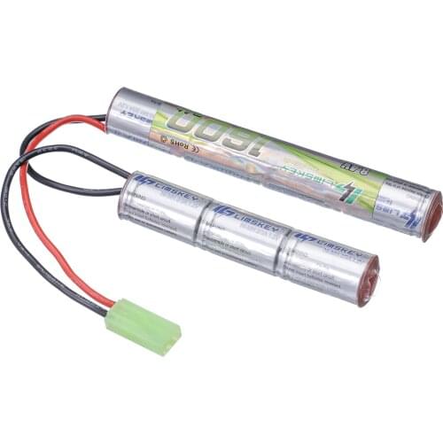 Limskey 2/3A 8.4v 1600mAh Butterfly Nunchuck NIMH Battery Pack with Mini Tamiya Connector for Airsoft Guns M110, SR25, M249, G3