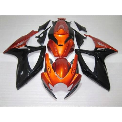 Injection molded free 7 gifts fairing kit for Suzuki GSXR600 06 07 burnt orange black fairings GSXR750 2006 2007 OT26