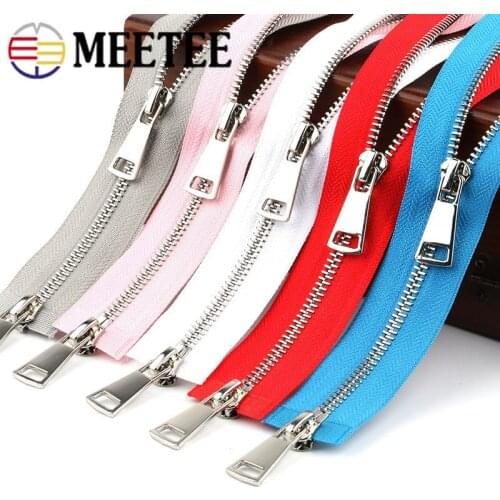 Meetee15-120cm 5# Metal Zipper Double Sliders Self-locking Long Zip DIY Down Jacket Bag Pants Clothes Sewing Decor Accessories