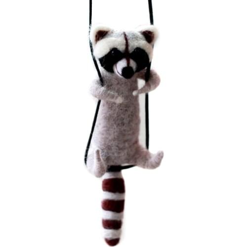 Swing Raccoon Needle Felting Kit for Beginner Handmade Wool for Felting Needlework Felt Creativity Kit DIY Set English Manual