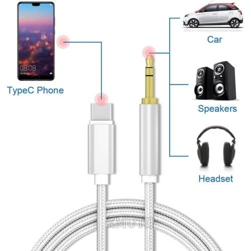 2021 New Type C to 3.5mm Aux Audio Cable Jack Adapter Cable Speakers Car TypeC To 3.5 Splitter Adaptor USBC Adapter Wire Line