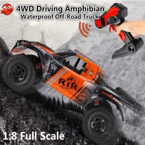 Upgrade 1:8 Full Scale Big Amphibious Off-Road Vehicle 2.4G 4WD Water Land Waterproof High Speed Remote Control RC Car Boy Gift
