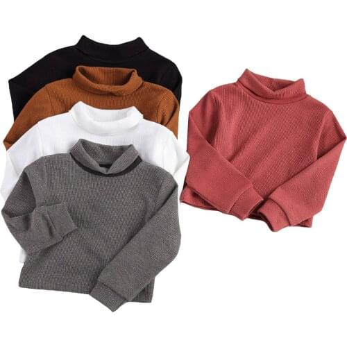 2-7Y Toddler Baby Girl Pullovers Autumn Winter Korea Style Solid Color Turtleneck Long Sleeve Top Kids Outwear
