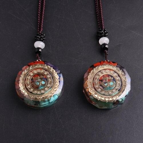 6PCS Energy Orgonite Pendant Necklace Healing Meditation Necklace for Women Men Jewelry Rope Resin Geometric Amulet Wholsales