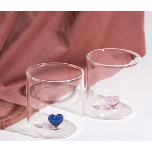 Loving couple pair cup heat-resistant glass coffee cup milk cup juice cup kawaii cup water glass cup gift