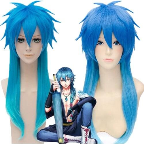 New Game Dramatical Murder Cosplay Seragaki Aoba Wig DMMD Seragaki Aoba Role Play Blue Gradient Hair Wig Costumes Accessories