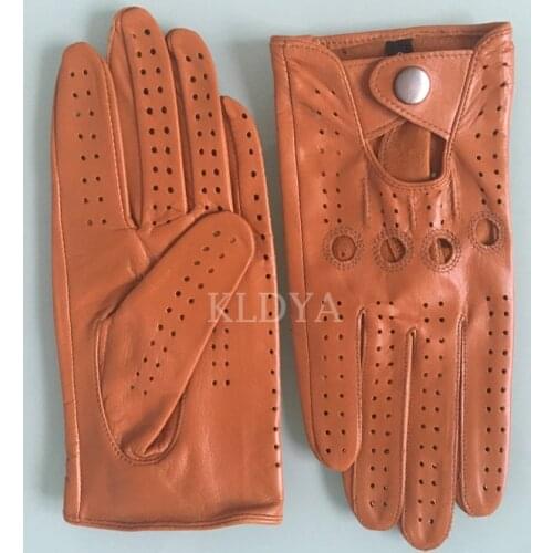 Mens Genuine Sheepskin Leather Gloves Driving Car Motorcycle Bike Goatskin Summer Women Mittens Unlined Breathable Male Gloves