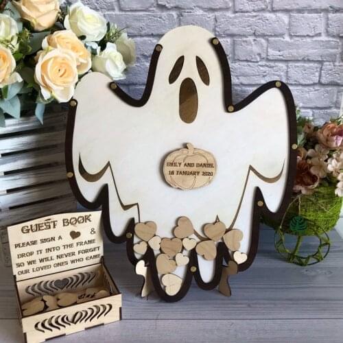 Personalized Halloween wedding guest book alternative, Halloween party guestbook, Unique guest book, Wood guest book, Gothic gue