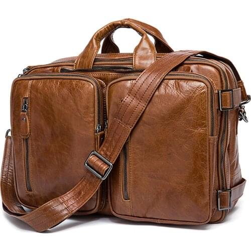 Mens Briefcase Messenger Bag Men Leather Briefcase Male Laptop Bags Mens Genuine Leather Bag Office Bags For Men Totes