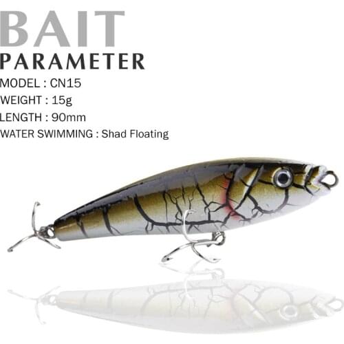 Fishing Lures 90mm/15g Shad Floating Quality Professional Pencil Hard Baits 3D Eyes Crank Bait