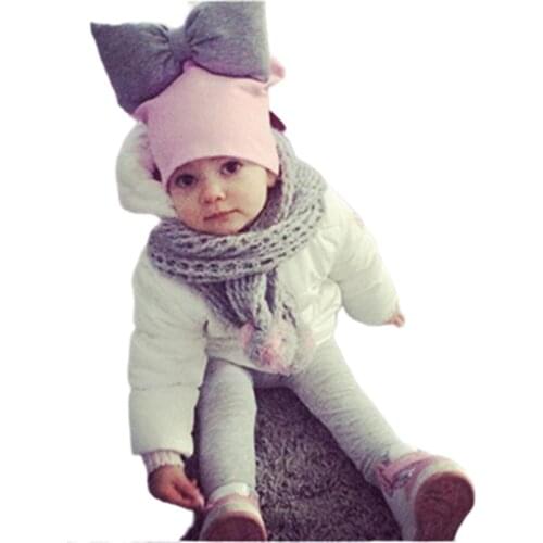 2019 spring Toddler infant Kids children baby cotton colorful big large bow tie hat cap beanie for girls Butterfly Knot Melamed