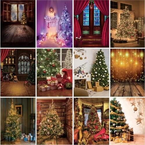 SHENGYONGBAO Christmas Photography Backgrounds Fireplace Christmas Tree Gift Baby Newborn Photo Backdrop Photocall 210318XLT-04