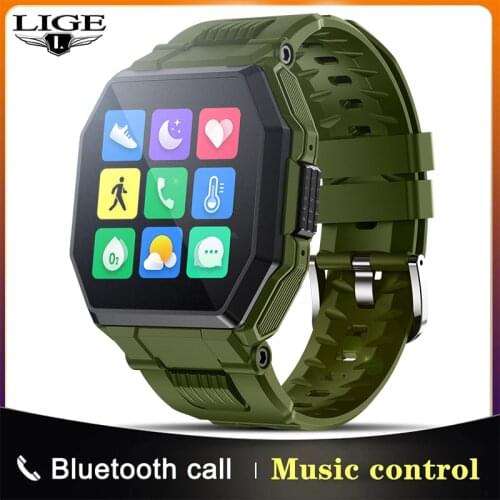 LIGE 2021 New Smart Watch Bluetooth Call Men Full Touch Sport Fitness Tracker Blood Pressure Heart Rate Smartwatch Music Control