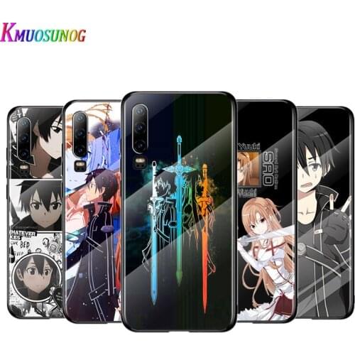 Sword Art Online SAO For Huawei P40 P30 P20 P10 Pro Plus Lite 5G 2019 Tempered Glass Cover Shell Luxury Phone Case