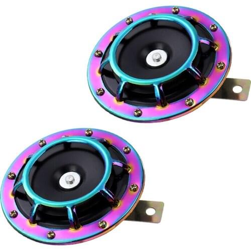 12V 139DB Universal Car Motorcycle Siren Dual Tone Electric Pump Loud Air Horn Off-road Grille Horn coated in Chrome Color