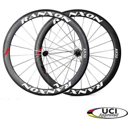 Ranxon UCI Approved Superlight 700C Bicycle Wheelset Road Bike J-bend Hub 50mm Depth Profile Tubular Carbon wheels