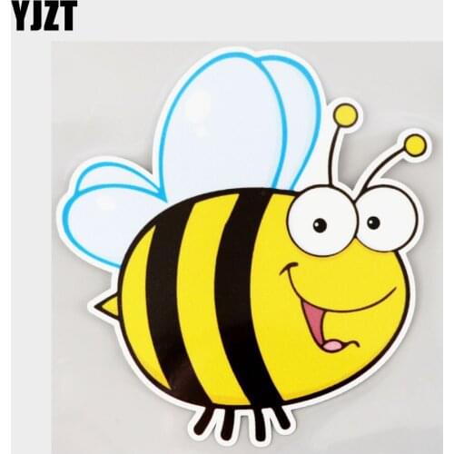 YJZT 12.4CM×13.2CM Cute Bee Smile Waterproof PVC Decal Car Sticker 11C-0089