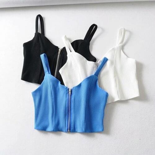 European and American Womens 2020 Summer New V-neck Slim Pit Short Backless Navel Camisole DLDD627