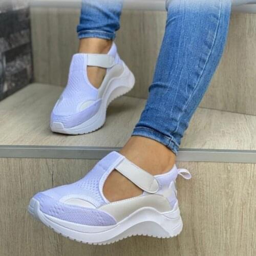 Womens Sneakers 2021 Autumn Fashion Hollow Woman Shoes Plus Size Outdoor Running Vulcanized Shoes Solid Buckle Women Wedges