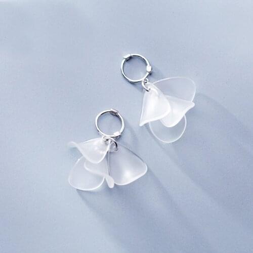 MloveAcc Genuine 925 Sterling Silver Hoop Earrings for Women Fashion Shell Flower Drop Huggie Earrings