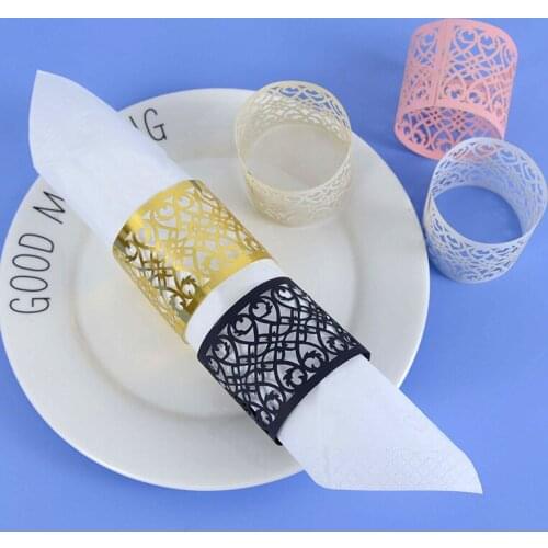 10/20pcs Party Paper Napkin Ring Hollow Lace Design Towel Buckle Napkin Holder for Wedding Birthday Party Home Table Decorations