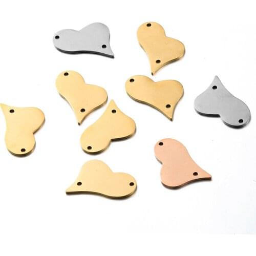 10pcs/Lot Real Stainless Steel Irregular Heart Charms Connectors for DIY Making Necklace Bracelet Fashion Jewelry 20*19mm