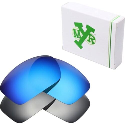 2 Pairs Mryok POLARIZED Replacement Lenses for Oakley Scalpel Sunglasses Ice Blue & Silver Titanium