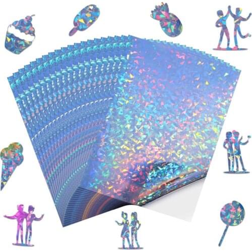 20 Sheets Holographic Printable Vinyl Sticker Paper A4 Size Rainbow Printable Paper for Inkjet and Laser printers