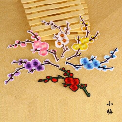 3Pcs Plum Blossom Flower Iron On patches for clothing Applique Embroidery for clothes Sticker Sewing patch Repair Accessory