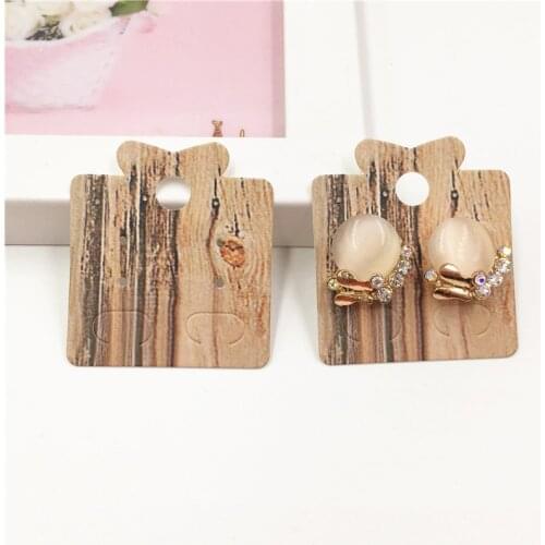 50Pcs Vintage Wood Grain Design Jewelry Necklace Package Card Paper Fashion Woman Earring/Pendant/Hair Clip Packing Cards