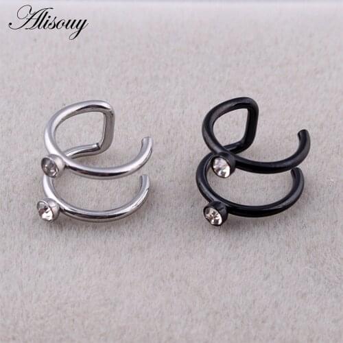 Alisouy 1PCS Fake Tunnel Jewelry Fake Piercing Nose Ring Women Stainless Steel Body Clip Hoop Septum Jewelry for WOMEN GIRL