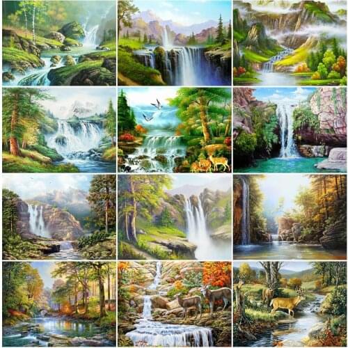 5D DIY Diamond Painting Full Square/Round Drill Waterfall Diamond Embroidery Landscape Natural Picture Mosaic Wall Decor