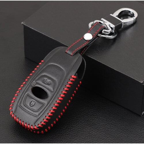 AndyGo Car Styling Genuine Leather Car Key Case Cover Fit For Subaru XV BRZ Forester Legacy Outback key holder Accessories