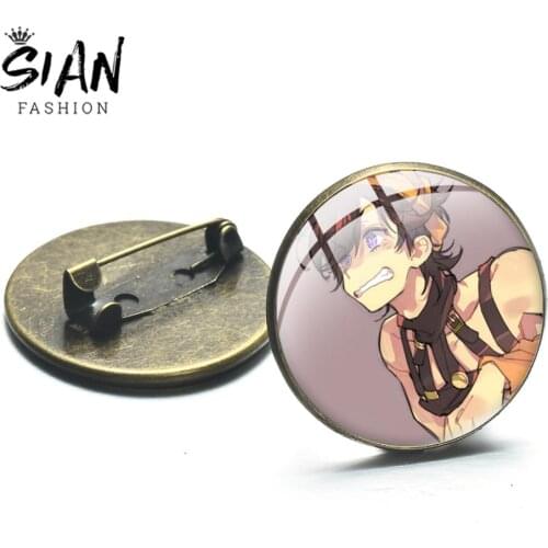 SIAN Anime JoJos Bizarre Adventure Brooch Badge Jotaro Kujo Jonathan Yoshikage Figure Lovely Pattern Glass Dome Hat Bag Brooches