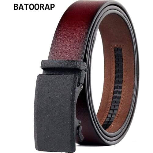 BATOORAP Designer Mens Belts Genuine Leather Trouser Strap Male Metal Buckle Matte Black Fashionable Ratchet Belt BA-FGZ014