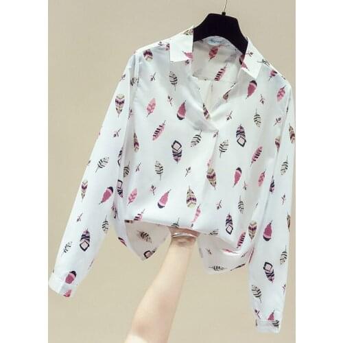 Long Sleeve Print White Chiffon Blouse Shirt Tops Blouse Women Blusas Mujer De Moda 2021 Womens Tops And Blouses Blusa D768
