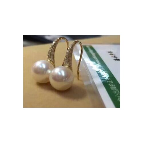 Free shipping luxury Noble jewelry pair 10-11mm round natural black green pearl earring