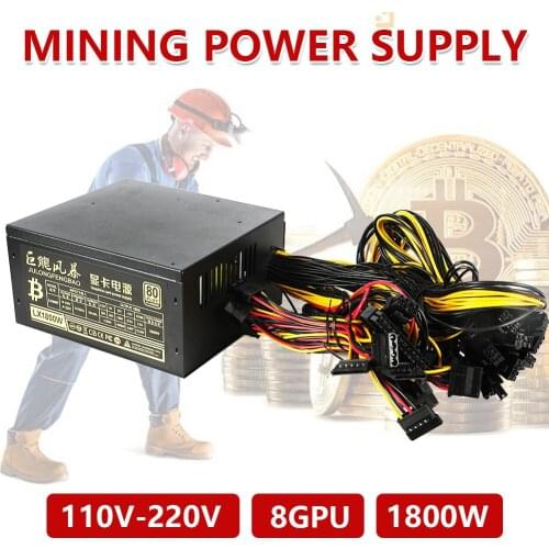 1800W Modular Mining Power Supply PSU for 8 GPU ETH Rig Ethereum Miner UK