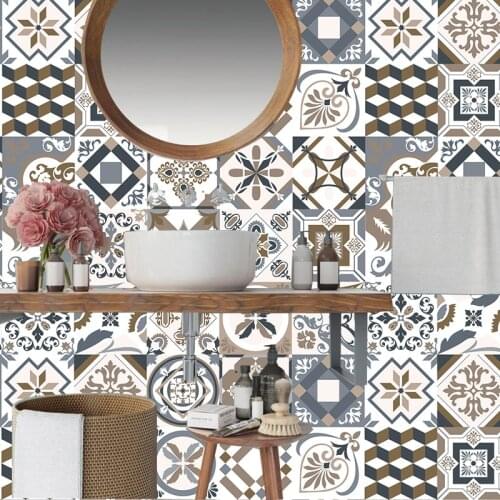 Decorative Arab Morocco Tiles PVC Tile Stickers,retro Wall Art Decal,adhesive Waterproof Kitchen Bathroom Art Mural Customed
