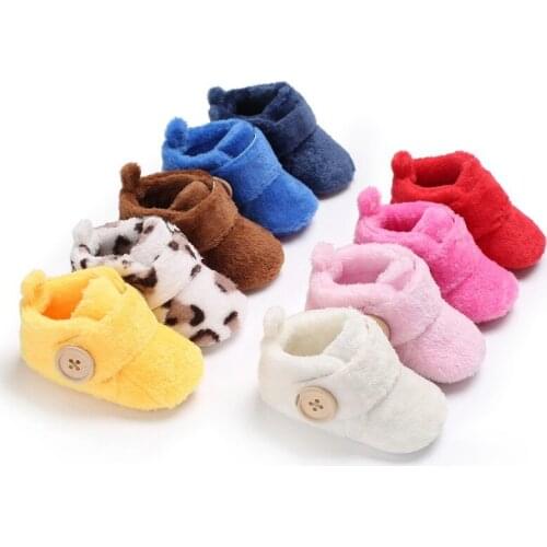 Baby Shoes Girls Boys Leopard Shoes First Walkers Baby Soft Slippers Cute Shoes Winter Non-Slip Baby Warm Shoes