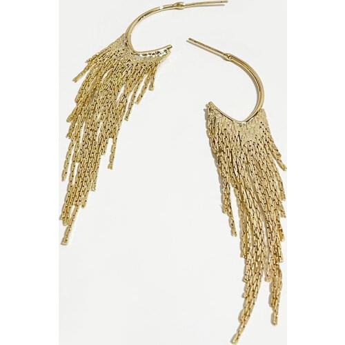 PerisBox Minimalist Long Tassel Dangle Earring Flat Irregular Open Hanging Earrings Vintage Punk Trendy Drop Earrings For Women