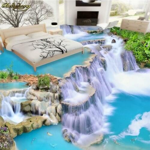 Beibehang Customized wallpaper wallpaper floor painted waterfall waterfall 3D thickened wear-resistant three-dimensional floor